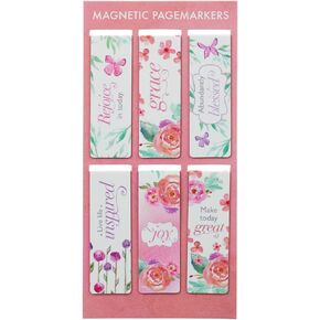 Christian Art Gifts Set of 6 Beloved Scripture Favorites with Abstract Scenic Bookmark Rectangular Folded Magnetic Pastel Design Inspirational Magnetic Bible Verse Bookmark, Size Small 2.3" x 0.8"