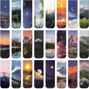 48 Pcs Magnetic Bookmarks, 24 Styles Cute Landscape Magnet Book Markers Magnetic Page Clip, Funny Gift Book Marks for Women Men Valentines Day Gifts