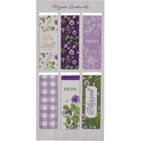 Christian Art Gifts Set of 6 Beloved Scripture Favorites with Abstract Scenic Bookmark Rectangular Folded Magnetic Pastel Design Inspirational Magnetic Bible Verse Bookmark, Size Small 2.3" x 0.8" in Kuwait