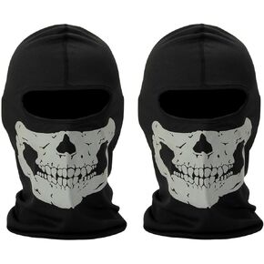 2 Pack Balaclava Black Ghosts Skull Full Face Mask for Men Women Cosplay Party Halloween Motorcycle Bike Cycling Outdoor Skateboard Hiking Skiing