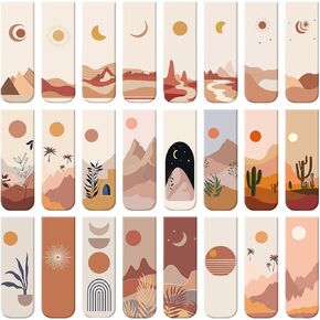 48 Pcs Magnetic Bookmarks, 24 Styles Cute Landscape Magnet Book Markers Magnetic Page Clip, Funny Gift Book Marks for Women Men Valentines Day Gifts