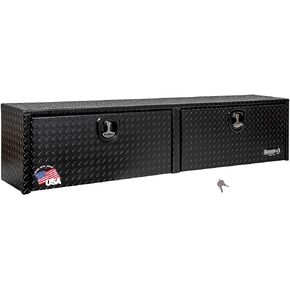 Buyers Products 1701564 Silver Aluminum Diamond Tread Topsider Truck Box With Drop Door, 88 x 18 x 16 Inch, Made in The USA, Lockable Tool Chest, Durable Job Box For Storage & Organization