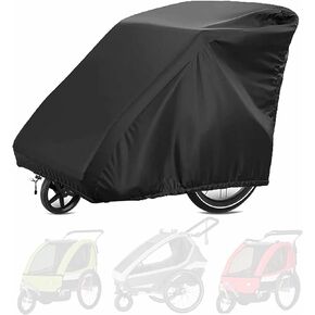 Bicycle Trailer Cover, Waterproof Bike Trailer Storage Cover with Windproof Rope, Kid's Pet Bike Trailer Cover for Most Brand Bicycle Trailers, 55x 33x 39 inch