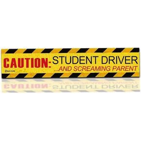 Zento Deals Caution Student Driver and Screaming Parent Car Magnet Funny New Driver Flexible Magnet 12" X 3" (1 Pack)