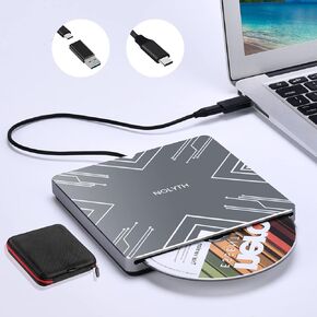 NOLYTH محرك أقراص DVD خارجي USB 3.0 بفتحة محمولة لقرص CD/DVD ROM ناسخ أقراص CD DVD+/-RW، مشغل DVD نحيف لقارئ الكمبيوتر المحمول Wirter Disk Drive MacBook Desktop PC Windows11 in Kuwait