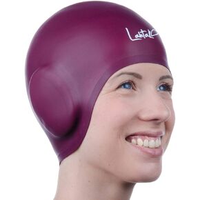 Swim Caps Ear Protection 3D - Swimming Cap for Women Men - Silicone Swim Cap Waterproof - Fits Long Hair & Short - Adult Swim Cap - Youth Swim Cap - Swim Hats