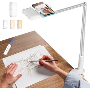 yAyusi Overhead Phone Mount for Recording,Phone Stand for Recording Overhead,Articulating Arm Cell Phone Holder with LED Ring Light,Desk/Bedside Tripod for YouTube Live Stream Cooking Video Recording