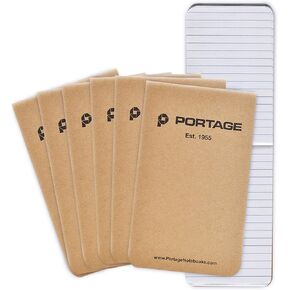 Portage Field Notebook Tactical Sized Pocket Notepad - Top Bound Notebook with Lined Paper Lies Flat in Pocket - 2.8" x 4.6" - 64 Pages (3 Pack) (6 Pack, Tactical)