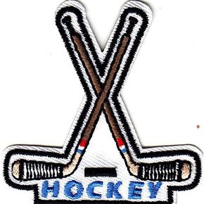 "HOCKEY" - HOCKEY STICKS - SPORTS - ICE HOCKEY - Iron On Embroidered Patch