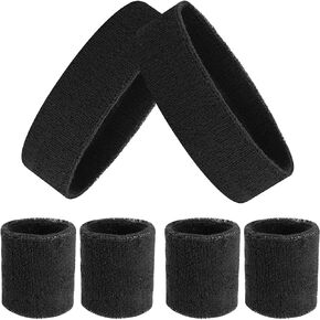 ASTER 6pcs Headband Wristband Set, Including 2pcs Sports Headband and 4pcs Wristband Sports Band Colorful Striped Sweatband for Men and Women Basketball Soccer Yoga Badminton Tennis Volleyball Golf