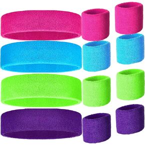 Neon Headbands, Sweat Bands Headbands for Women, 80s Sweatbands Wristbands, 80s Headbands for Women and Men, Sports Headband and Wristband Sets, Sweat Headband Women, Sweat Headband Men