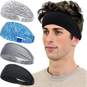 عصابة رأس للجري للرجال من 4 قطع، عصابة رأس ناعمة قابلة للتمدد، عصابة رأس رياضية للجري وركوب الدراجات وكرة السلة واليوجا وتمارين اللياقة البدنية قابلة للتمدد للجنسين in Kuwait
