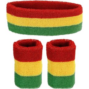 PATIKIL Sport Wristbands Headband Set Terry Cloth Athletic Absorbent Sweatband Headband for Tennis Basketball Running(Headband & Wristbands)