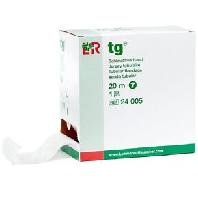 Lohmann & Rauscher tg Tubular Bandage, Seamless Knit Stockinette Wrap for Lymphedema Compression Bandaging, Lightweight, 67% Cotton, 33% Viscose, Size 7, 20 m Roll