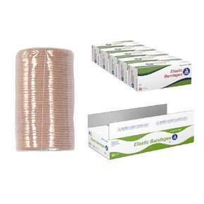 Dynarex Elastic Bandages, Outstanding Compression and Stretch, Latex-Free, Individually-Wrapped Elastic Bandage with 2 Clips, 3" x 5 yds., 1 Case of 50 Bandages (5 Boxes of 10)