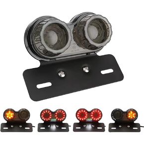 40W 40-LED Motorcycle Tail Light Integrated Driving&Brake Light Turn Signal Lamp With License Plate Bracket for Harley Honda Yamaha Suzuki Kawasaki (Black)