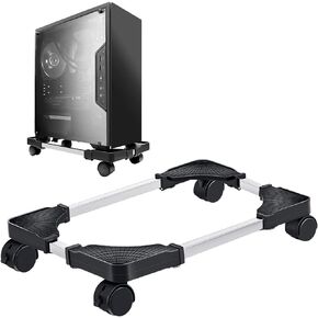 Mobile CPU Stand,Adjustable Mobile CPU Stand with 4 Rolling Caster Wheels,Pc Floor Riser Stand,Computer Tower Stand Fits Most PC Under Desk - Black in Saudi Arabia