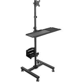 Mount-It! Rolling Computer Cart, Mobile Workstation with Tray Monitor Mount and CPU Holder, Height Adjustable and Mobile Stand for Office and Industrial Use - Perfect for Any Workspace