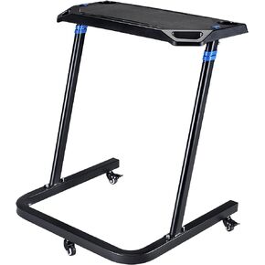 Adjustable Bike Desk - Rolling Laptop Cart for Stationary Bike or Trainer - Exercise While Working or Watching TV - Standing Desk