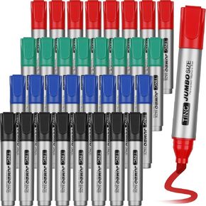 Fuutreo 32 Pcs Jumbo Permanent Markers Bulk Large Chisel Tip Permanent Markers Waterproof Jumbo Pens Quick Drying Office Teacher Supplies(Black)
