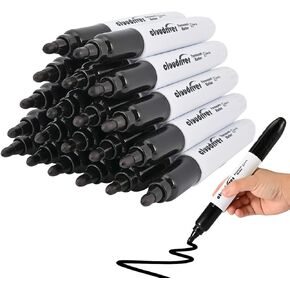 cloudriver Jumbo Size Permanent Markers, Black, 20 Pack, Large Permanent Markers, King Permanent Marker, 0.078" Bullet Tip, 3 times larger capacity, Works on Plastic,Wood,Stone,Metal and Glass