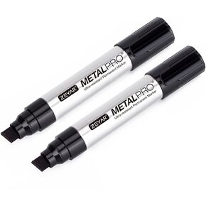 ZEYAR Permanent Marker Pens, JUMBO Size, Aluminum Barrel, Set of 2, Premium Waterproof & Smear Proof Markers, Quick Drying, Writes on most surfaces (Black)