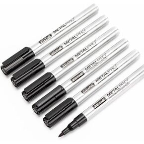 ZEYAR Permanent Marker Pens, Extra Fine Tip(1mm), Waterproof & Smear Proof ink, Aluminum Barrel, Quick Drying- Great on Plastic, Wood, Stone,Metal and Glass (12 Black Color)