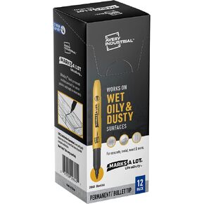 AVERY Marks A Lot UltraDuty Bullet Tip Permanent Markers, Water Resistant Ink, For Jobsites and Tough Environments, 12 Black Markers (29840)