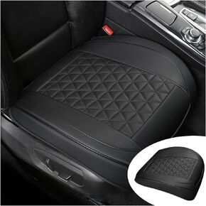 Leather Car Seat Cover, Auto Front Bottom Seat Cover Luxury Car Seat Protector Anti-Slip Waterproof Cushion Cover with Storage Pocket, for Most Cars, Trucks, SUVs (Beige)
