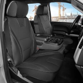 CAT® Edge Deluxe Car Seat Covers for Front Seats - Premium Brown Faux Leather Seat Covers for Cars with Universal Fit, Rugged Automotive Seat Covers for Trucks, Interior Seat Covers for SUV