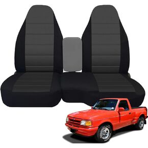 أغطية مقاعد أمامية مخصصة من SAPUBK بدون وحدة تحكم بديلة لمقاعد 2004-2012 Ford Ranger Pickup 60/40 عالية الظهر (رمادي وأسود)