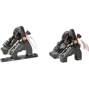 Juin Tech F1 Cable Actuated Hydraulic Bicycle Bike Disc Brake Caliper Set Extra Lightweight Hybrid Brake Set for Flat-Mount Road/Cyclocross/Gravel/E-Bike/Folding Bike use w/160mm 6" rotors