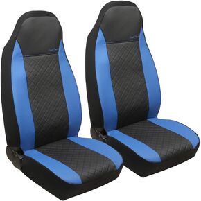 GIANT PANDA Front Car Seat Covers, Bucket Seat Covers, Leather High Back Auto Seat Covers for Cars, Trucks, Jeep, Van, SUV, Pickup, Airbag Compatible (Black)