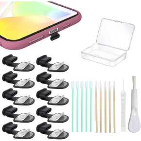 10PCS Anti Lost USB C Dust Plugs Type C Charging Port Plug Silicone Anti Dust Cover USB C Port Cover for Samsung iPhone 15 USB C Ports, with Clean Tools and Storage Box