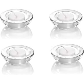 4 Pack,Clear Tealight Candle Holders, 3" Round Chunky Glass Candle Holder