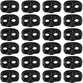 Beistle 24 Piece Black Metallic Plastic Half Masks For Mardi Gras Party Supplies and Favors