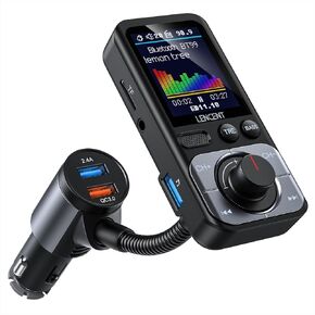 LENCENT Bluetooth 5.0 FM Transmitter for Car, AUX Car Radio Adapter, Big Color Screen, MP3 Music Player TRE&BASS Booster, QC3.0 Fast Charger, Wireless Microphone Support Hands-Free Siri Google TF Card