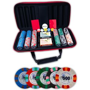 DA VINCI Unicorn All Clay Poker Chip Set with 300 Authentic Casino Weighted 9 Gram Chips, Durable Soft Shell Case, 2 Decks of Plastic Playing Cards, Dealer Buttons and 2 Cut Cards
