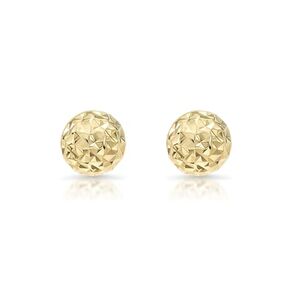 14k Yellow Gold Diamond-cut Ball Stud Earrings