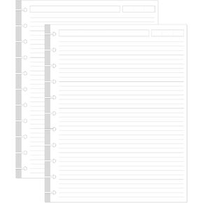 (2-Pack) Letter Size TUL Discbound Lined Refill Paper, 11 Disc Hole Punched Rule Paper, 100Sheets / 200Pages, 100gsm White Paper, 8.5'' x 11''
