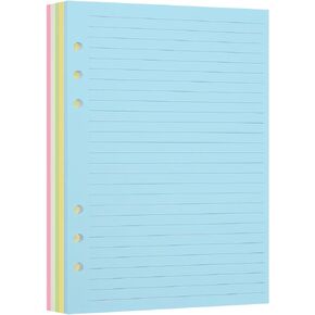 Blank Colored A5 6-Hole Loose-leaf Paper - 100 GSM Planner Inserts, Binder Paper, Refill Paper, Ring-bound Paper, Punched Paper - Compatible with A5 6-Ring Binder