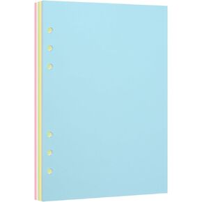 Blank Colored A5 6-Hole Loose-leaf Paper - 100 GSM Planner Inserts, Binder Paper, Refill Paper, Ring-bound Paper, Punched Paper - Compatible with A5 6-Ring Binder
