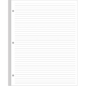 A4 Lined Refill Paper, 3-Hole Punched Ruled Filler Paper, 100Sheets / 200Pages Loose-Leaf Paper, 100gsm White Paper, 8.5'' x 11'' in Kuwait