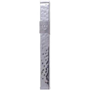 Yair Emanuel 12cm Contemporary Hamered Silver Metal Mezuzah Case Square Edge Silver Shin