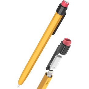 Pencil Case for Apple Pencil 1st Generation Sleeve Silicone Protective Cover Skin with Sturdy Clip Compatible with Charger Adapter【NOT Included】 and Apple Pencil 1st Generation (Deep Green)