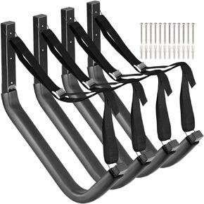 Kayak Storage Racks, 4 Pack Freestanding Canoes Garage Hooks, 19.5Inch Wall Mount Surfboard Hangers and Stand-Up Paddle Board Holder, 150lb Capacity
