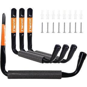 HUHOLE Ladder Hooks for Garage Wall, Wall Mount Ladder Brackets with 9.8" Jumbo Arm, Utility Hooks for Bike, Folding Chair, Bulk Items