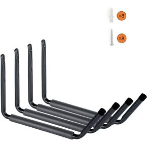 Wintek Heavy Duty Giant Arm Hang-It-All Wall Mount Storage Hook Rack for SUP&Surfboard,Ski&Snow Board,Skate Board,Long Board,Paddle Board|Home Garage Storage&Organization Hangers-4 Pack (Black)