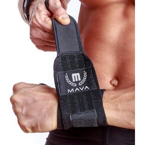 Mava Sports Double-Stitched Support Weightlifting Wrist Wraps for Painless Workouts, Heavy Lifting and Kettlebell, Unisex