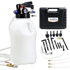 JIFETOR Transmission Fluid Pump Pneumatic Extractor and Dispenser Tool Kit, 10L ATF Fill and Evacuator Oil Can Set with 15PCS ATF Adapters 3PCS 1M Hose for Gear Oil Garage and Shop Fluid Transfer